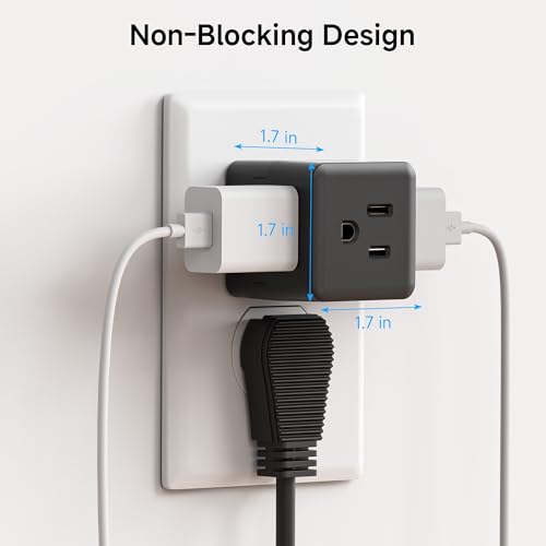 [ETL Listed] Cable Matters 3-Pack Black Wall Outlet Adapter, 3-Outlet, 90° Design