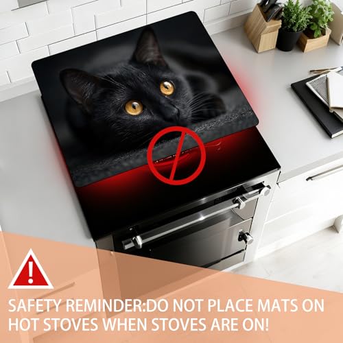 Seewan 28" x 20" Anti-Slip Electric Stove Top Cover (Cat) - Heat-Resistant Cooktop Protector