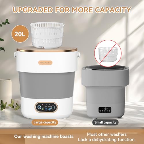 JUJOJB White Portable Folding 20L Mini Washing Machine & Spin Dryer