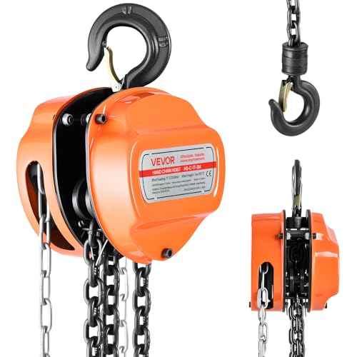 VEVOR Hand Chain Hoist, 1 Ton 2200 lbs Capacity, Manual Chain Block with Upgrade G80 Galvanized Chain, 10 ft Lifting Height, Heavy Duty Pulley Hoist for Garage Warehouse Automotive Machinery, Orange