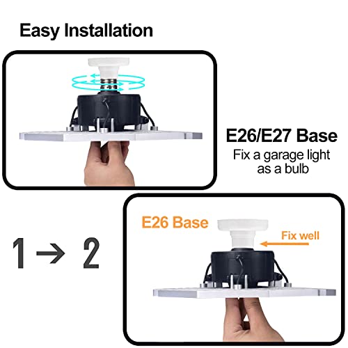 K KERNOWO Silver 140W LED Garage Ceiling Light with 3 Adjustable Panels