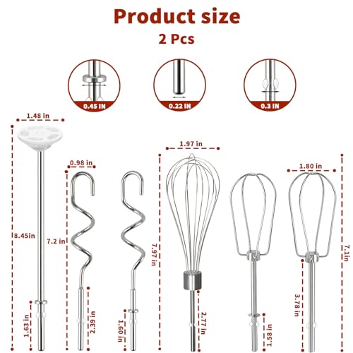 KitchenAid Hand Mixer Attachments Set of 6 – Beaters, Whisk, Rod & Dough Hooks (LRWZOV)
