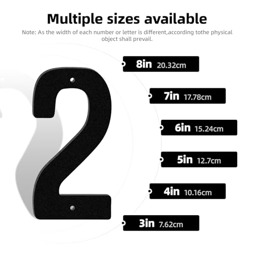 APCSXRB 5-Inch Black Metal House Numbers with Nail Cover - Modern Outdoor Address Signage, Durable & Waterproof