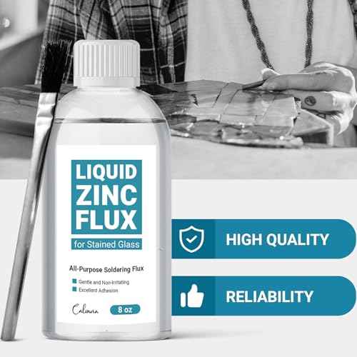 8OZ Liquid Solder Flux for Stained Glass, Handy Soldering Flux with Flux Brush, Stained Glass Paint Supplies Kit & Starter Tools, Easy Clean Up, 237ml