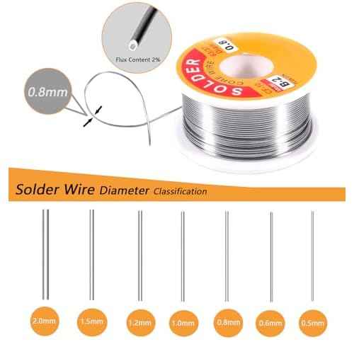 63/37 Tin-Lead Rosin Core Solder Wire for Electrical Soldering, Flux Content 2%, 0.8mm, 100g(Net 80g)