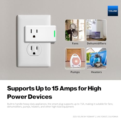 YoLink Smart Energy Plug 15A YS6614 - WiFi & LoRa Compatible, Cycle Scheduling