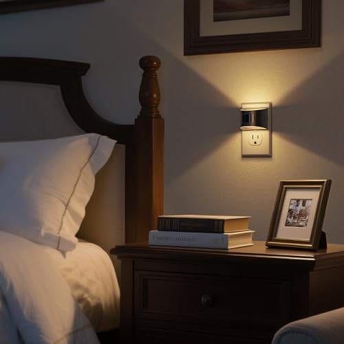 DORESshop Motion Sensor Night Light Wall Plug, Warm White, Black - 3000K