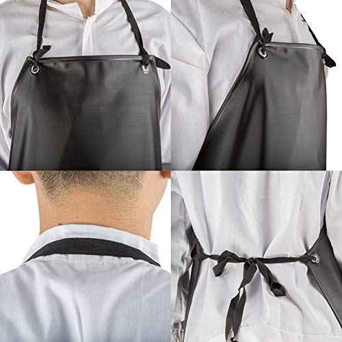 Chemical Resistant Vinyl Apron - Black Plus Size Unisex PVC Aprons for Dishwashing,Dog Grooming,Gardening,Fish Cleaning,Lab Work