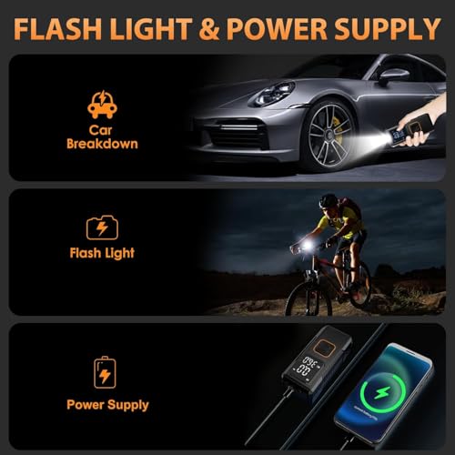 FUPYG Jet Black Portable Tire Inflator Air Compressor 150PSI Cordless Car & Bike Pump