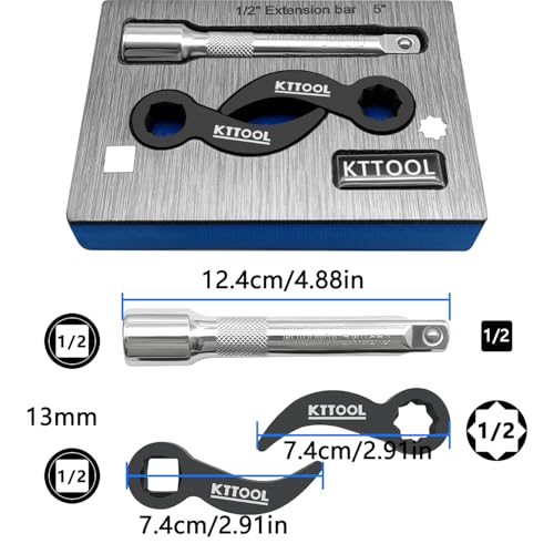 3 Pcs Pry Bar Wrench Adaptor Head, 2025 New Crowbar Adapter Head Tool, Half Shaft Removal Car Repairing Tools with Extension Bar for Tight Spaces, 1/2" D 4pt & 8pt Profile