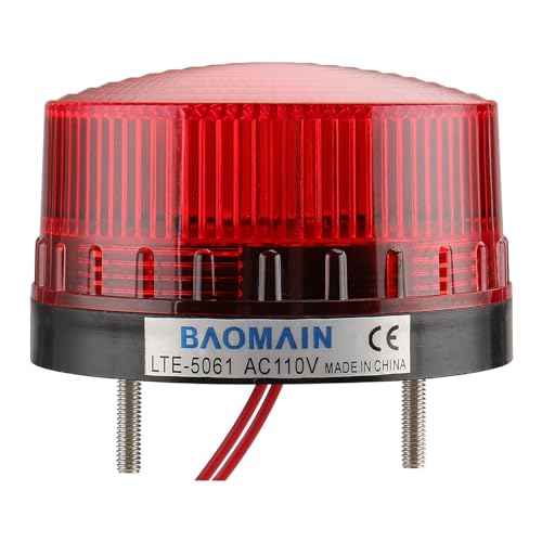 Baomain Industrial Signal Round Red Warning Light Strobe Warning lamp LTE-5061 AC 110V 3W, for Factories & Construction