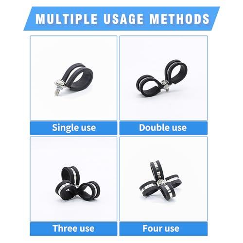 36PCS 1/2" Double Cable Clamps 304 Stainless Steel with Upgraded Riveted Reinforcement. Rubber Cushioned Insulated Loop Clamps for Pipe and Metal Wire