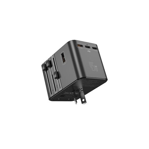 JELLICO Universal Travel Adapter, International Travel Plug Adapter with 3 USB-C (45W) ＆ 2 USB-A Ports, All in One Portable Adaptor, for USA, UK, EU, AU ＆ 200+ Countries (Black)