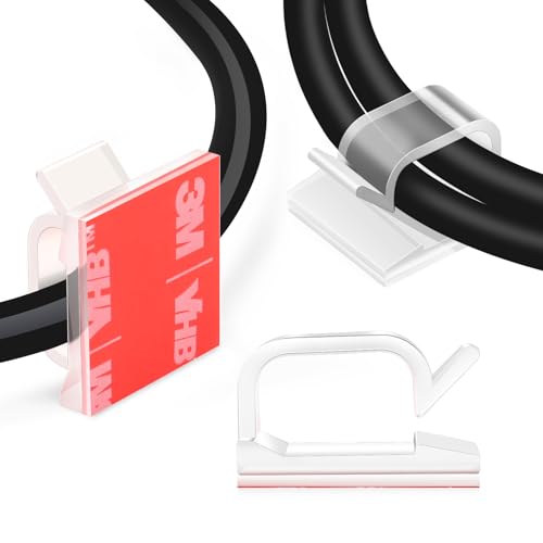 XHF 60PCS 5/8” Clear Adhesive Cable Clips Wall Light Cord Holders