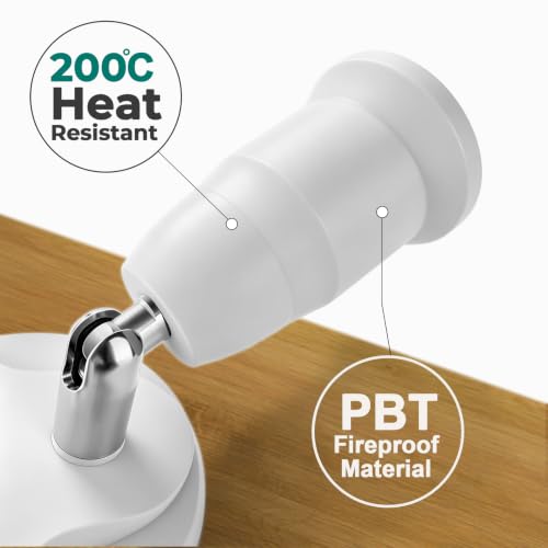 DiCUNO 3 in 1 E26 Light Socket Splitter, 360° Adjustable & 180° Bendable