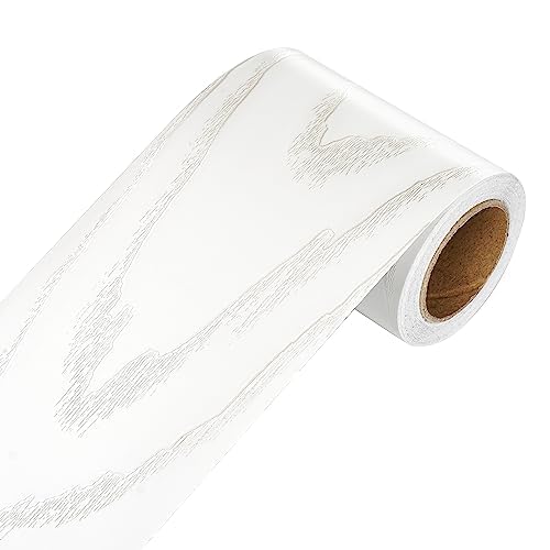YENHOME Peel and Stick Mirror Frame Border White Wood Wallpaper Border Peel and Stick 3" X236" Bulletin Board Borders Mirror Frame Stickers for Bedroom Bathroom Self Adhesive White Wood Grain Tape