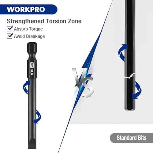 WORKPRO 10pcs Slotted Phillips Screwdriver Bit Set, S2 Steel Magnetic Screwdriver Bits Set, CNC Machined Tips, 1/4 Inch Hex Shank Driver Bits, 3 Inch Long Screwdriver Bits Set with Storage Box