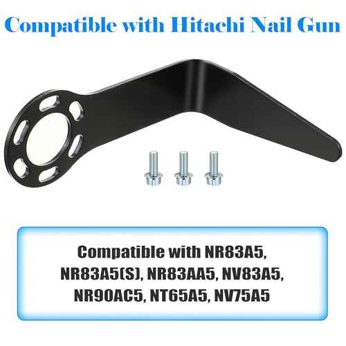 889661M Steel L Shaped Rafter Hook Replacement with Bolt, Pneumatic Tool Rafter Hook Compatible with Hitachi Nail Gun NR83A5, NR83A5(S), NR83AA5, NV83A5, NR90AC5, NT65A5, NV75A5(Black,1 Set)