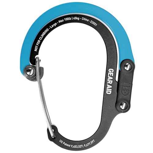 GEAR AID HEROCLIP (Large) Carabiner Gear Clip and Hook for Hanging Heavy Duty Items, Camping Backpacks, Suitcases, Kayaks, Bicycles and More