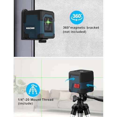 Laser Level, RockSeed Cross Line Laser with Self-Leveling, Vertical and Horizontal Line, Rotatable 360 Degree, Carrying Pouch, Battery Included (Green with27 inch Tripod)