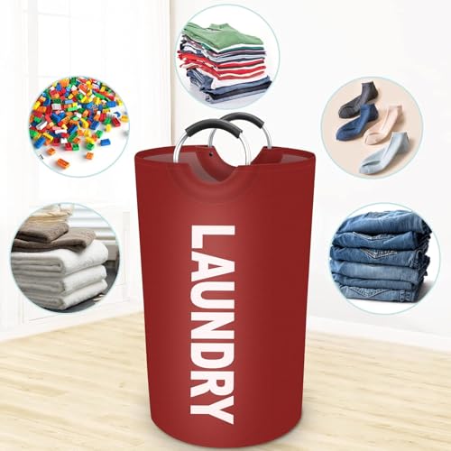 Vivicreate 115L Tall Collapsible Laundry Basket with Aluminum Handles - RED