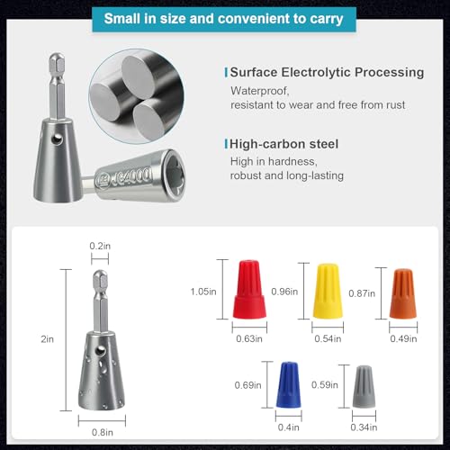 4 Pcs Upgraded Wire Twister Tool for Drill 2025 Version, Multifunctional Wire Nut Twister, Lightweight Wire Nut Twister for Drill Compatible with Power Drills, for 1.5/2.5/4/6mm©÷(9-22 AWG) wires