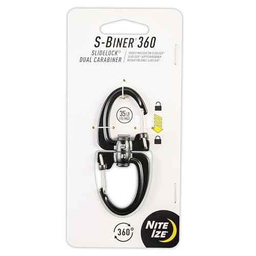 Nite Ize S-Biner 360 SlideLock Dual Carabiner, Swivel Carabiner for Keys and Gear 35 lbs, Size #3