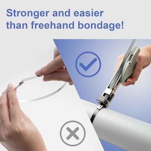 OFFO Metal Zip Tie Cutter, Adjustable Tightening Force Stainless Steel Automatic Cable Tie Cutter Tightening Tool for Stainless Steel Tie Wrap with Free Zip Tie Release Tool, One-handed Mode