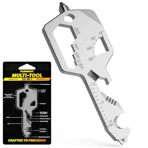 Key Shaped Pocket MultiTool 20-in1 Multi Tool, Stainless Steel Keychain Utility Gadget,Gift for Men, Women, Father,Groomsmen, Valentine's, Birthday, Christmas (Silver)