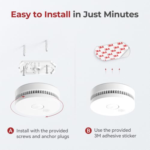 SITERLINK 4-Pack Smoke Detectors with 9V Replaceable Batteries - GS509A, Includes New Batteries