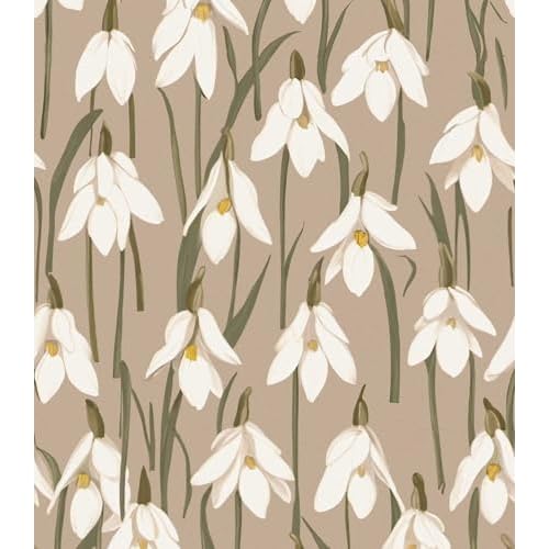 Floral Wallpaper Vintage Brown Orchid Peel and Stick Wallpaper Self Adhesive Removable Wallpaper for Bedroom Decorative Contact Paper - 17.3in x 78.7in