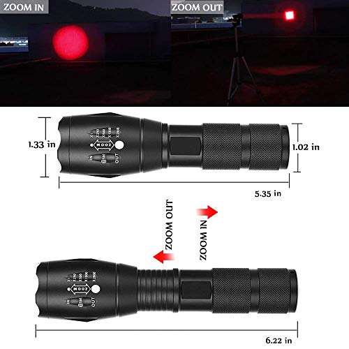 Military Red Light Flashlight Single Mode Tactical red Torch for Night Hunting Astronomy Aviation Observation, 2 Pack