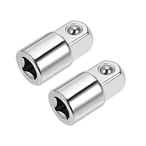 uxcell 2 Pcs 1/4 Inch Drive (F) x 3/8 Inch (M) Socket Adapter, Female to Male, Cr-V (Silver)