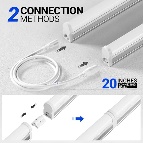 Barrina 4FT LED T5 Shop Light Fixture, 6500K Super Bright White, 6 Pack