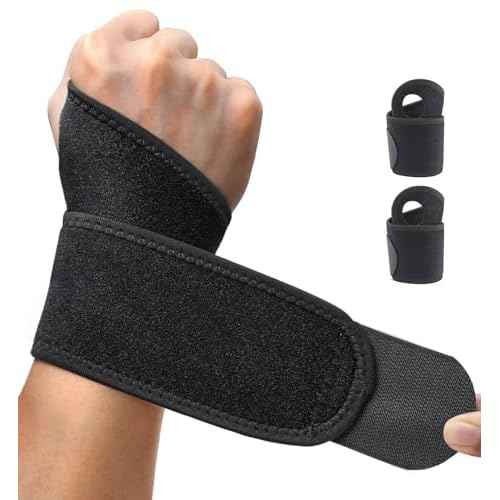 HiRui 2 Pack Wrist Brace Wrist Wraps for Carpal Tunnel Arthritis Tendonitis Sprains Pain Relief, Wrist Compression Straps for Workout Sports, Day & Night Support Adjustable Fits All (Black)