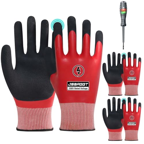 500V Red Insulated Flame Retardant Gloves?Waterproof, Double-Sided Insulation for High Voltage Electrician Work