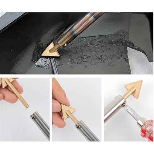 ZYAMY 4PCS Plastic Soldering Tip Triangle Smoothing Tip Soldering Iron Tip Copper Tip with Hole Soldering Rod Heating Smoothing Repair Tool For Fuel Tank Car Bumper Dashboard Kayak Repair