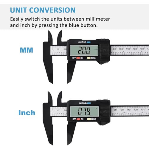Adoric 6-Inch Digital Caliper Black Inch/Metric Measurement Tool