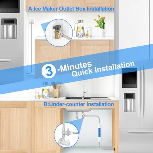 HAOCHEN 4FT Refrigerator Water Line - Food-Grade PEX Inner Hose, Stainless Braided Ice Maker