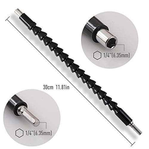 1/4¡¯¡¯ Drill Bit Extension Set, 2 Pieces Flexible Drill Bit Extension Shaft, 3 Pieces Quick Change Magnetic Screwdriver Bit Holder