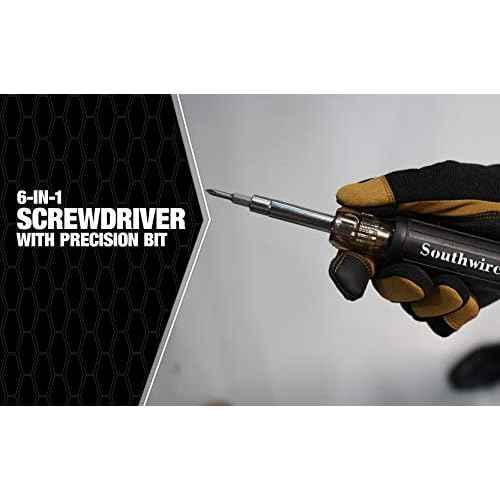 Southwire 65028840 SD6N1P 6-in-1 Screwdriver, Includes 5/16 nut Drivers, 1 and #0 Phillips 1/4'' and 3/16'' Slotted Tips