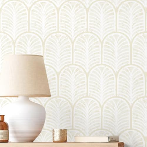 Sevalo Modern Peel and Stick Wallpaper Boho Contact Paper for Cabinet and Drawer Beige Geometric Wallpaper Self-Adhesive Removable Neutral Paper Shelf Liner Bedroom Bathroom Waterproof 17.3inW 78.7inL