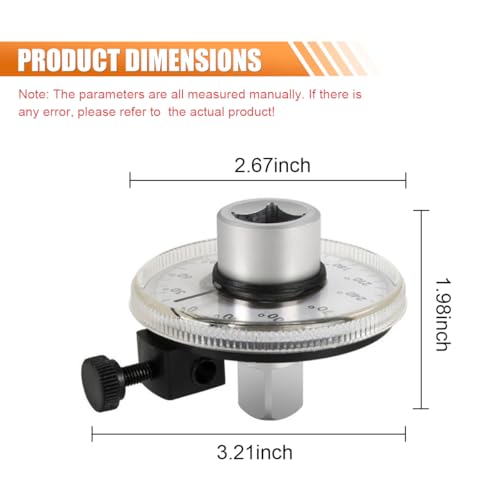 1/2" Digital Torque Wrench Angle Gauge, 360 Adjustable Adapter, Drive Meter for Professional Rotation and Angle Measurement