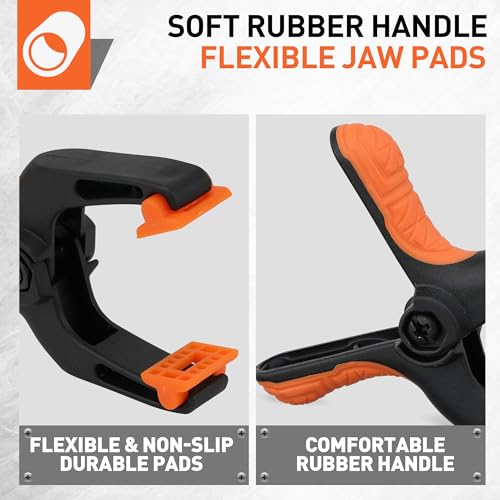 HORUSDY 16-Pack Spring Clamps Heavy Duty, 3-inch Mini Clamps for Crafts with 1-5/8 Inch Jaw Opening for DIY, Gluing, Clamping and Securing