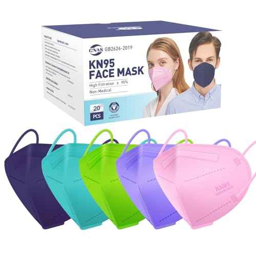 KN95 Face Masks 20Pack Multi-Color 5-Layer Adult Disposable KN95 Mask Gb2626-2019 Standard Filtration Efficiency>95% Dust Protection PM2.5 Individual Packaging