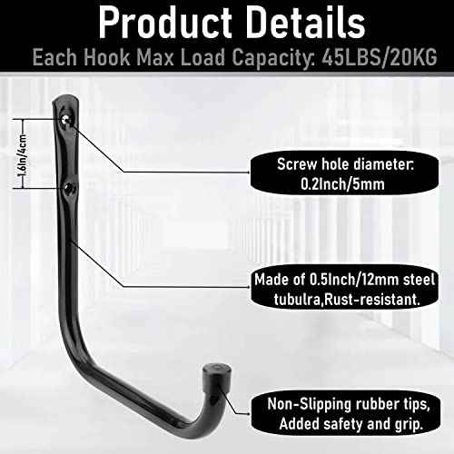 20Pcs Heavy Duty Garage Storage Hooks, 6.7 Inches Garage Wall Hook for Hanging Tools, Ladder, Bicycle, Chairs