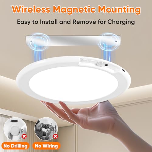 Bairth 7-Inch Rechargeable Motion Sensor Ceiling Light 8000mAh, 3 CCT Modes