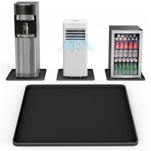 NAMTSO 20x20x0.6 Inch Mini Fridge Mat - Black Silicone Floor Protector with Raised Edge