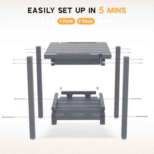 NALONE Shower Bench, HDPE Shower Benches with Storage Shelf & Handles, Indoor & Outdoor Use (Grey)
