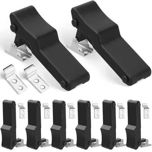 Mudder 8 Pcs Flexible Rubber Draw Latch, Front Storage Rack Rubber Latch for Cooler, Boat Compartment Cargo Box with Stainless Steel Keeper and Bracket